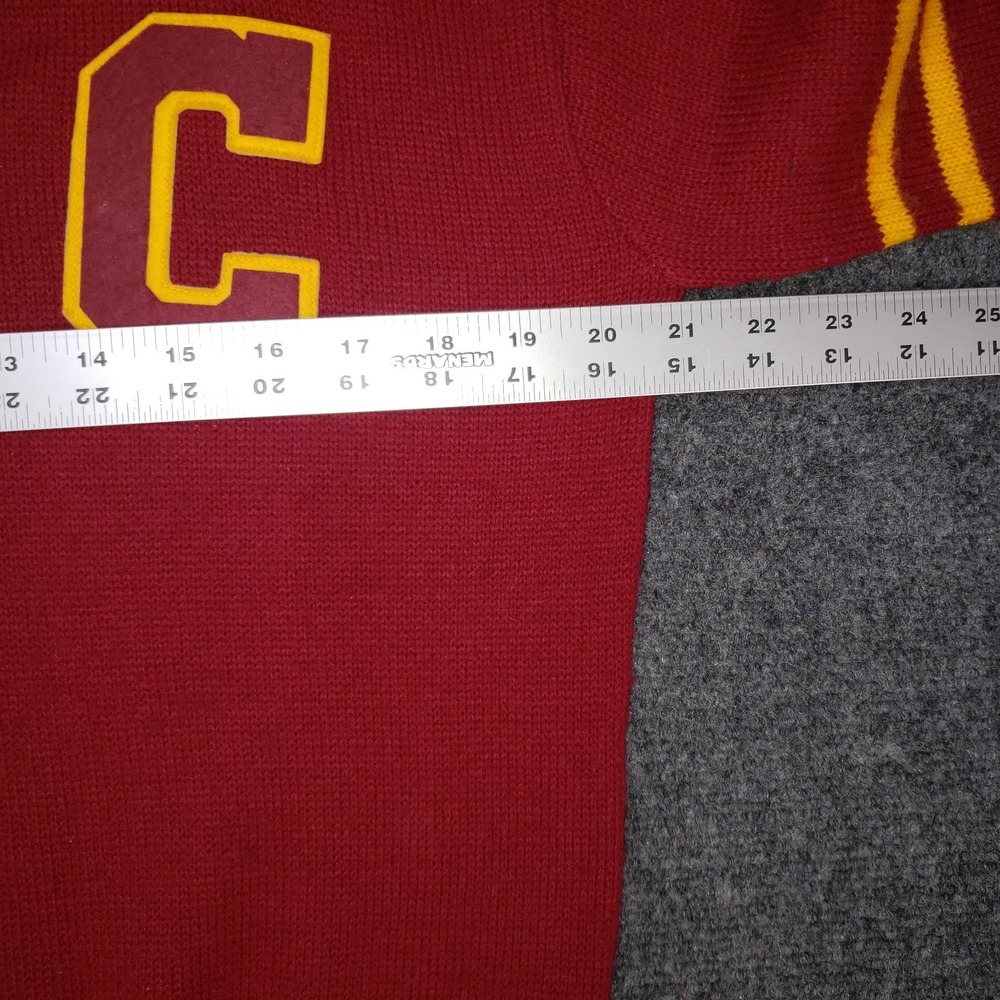 Vintage Marlomar Knits Lettermans Sweater Mens Medium Red Yellow Turbo Acrylic - Picture 3 of 8
